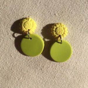 Sunflower and green earrings